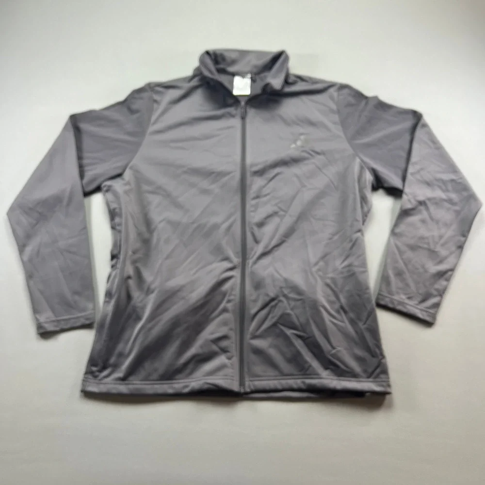 Adidas Tricot Track Jacket Mens XL Gray Mock Neck Full Zip Running Gym Workout